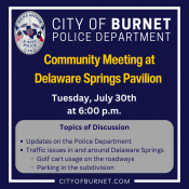 Community Meeting- Delaware Springs